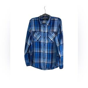 Lauren Ralph Lauren Men’s XL Blue Plaid Linen Button-Up Shirt Casual Lightweight